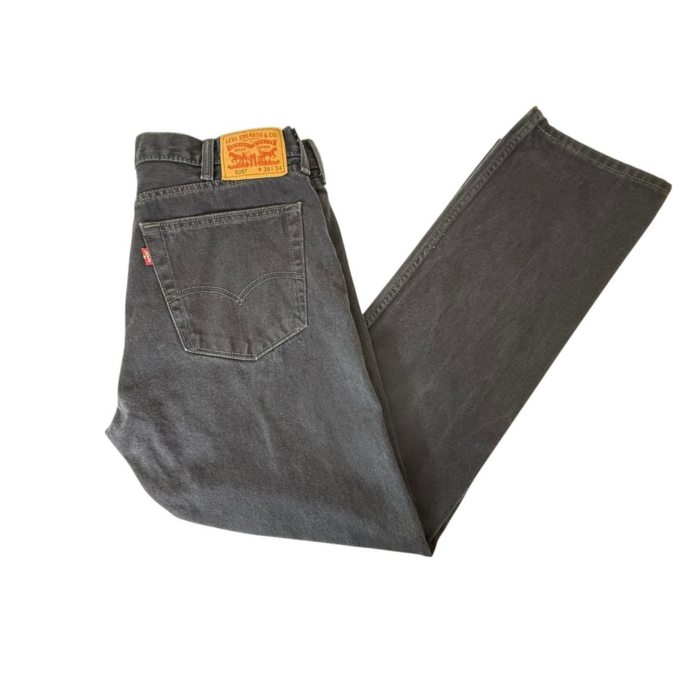 Levi Strauss & Co. Mens‎ 38x34 Black Jeans 505 Original Fit Straight Leg